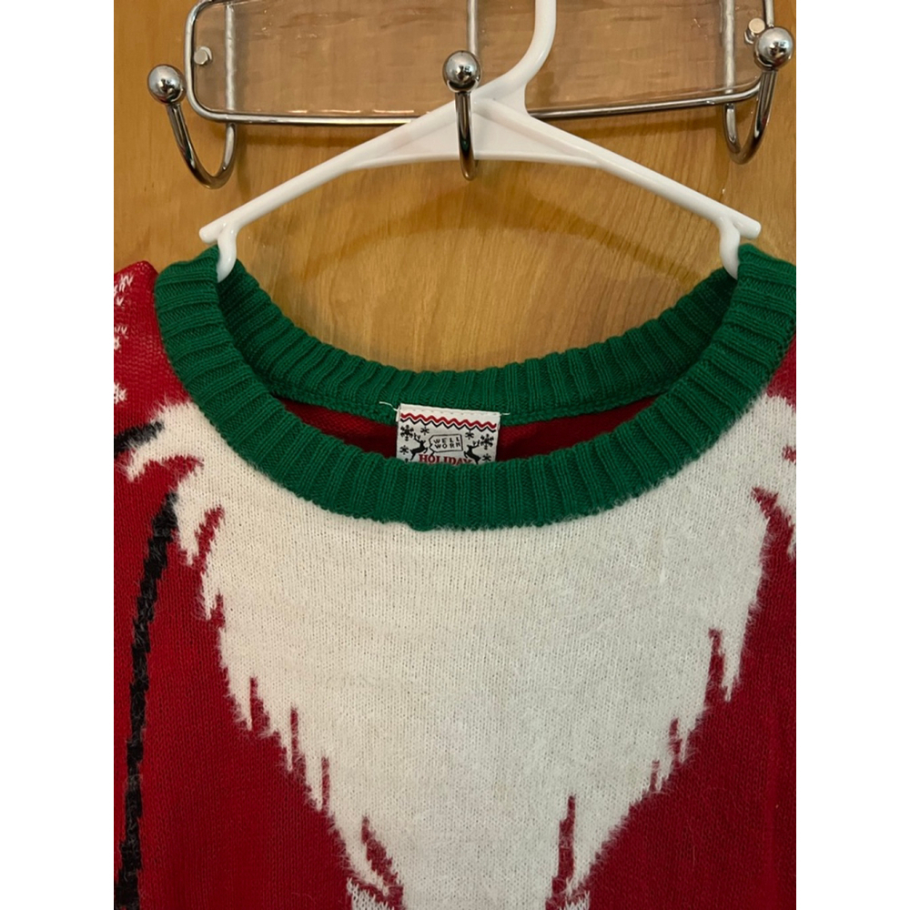 Women's Red & White Santa Ugly Christmas Crew Neck Sweater Size M GUC - Picture 7 of 8
